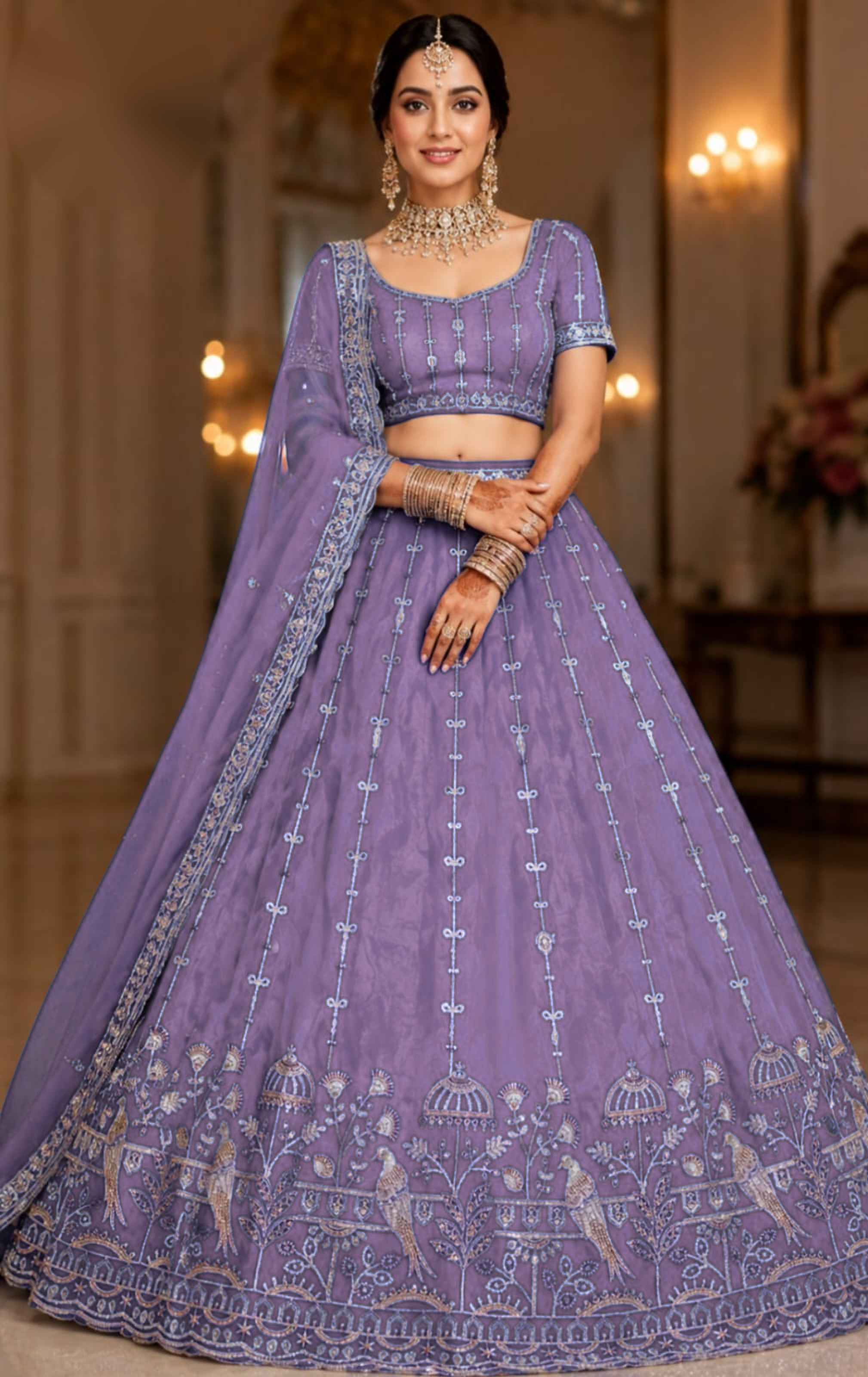 Exquisite Heavy Embroidered Designer Lehenga and Blouse fabric