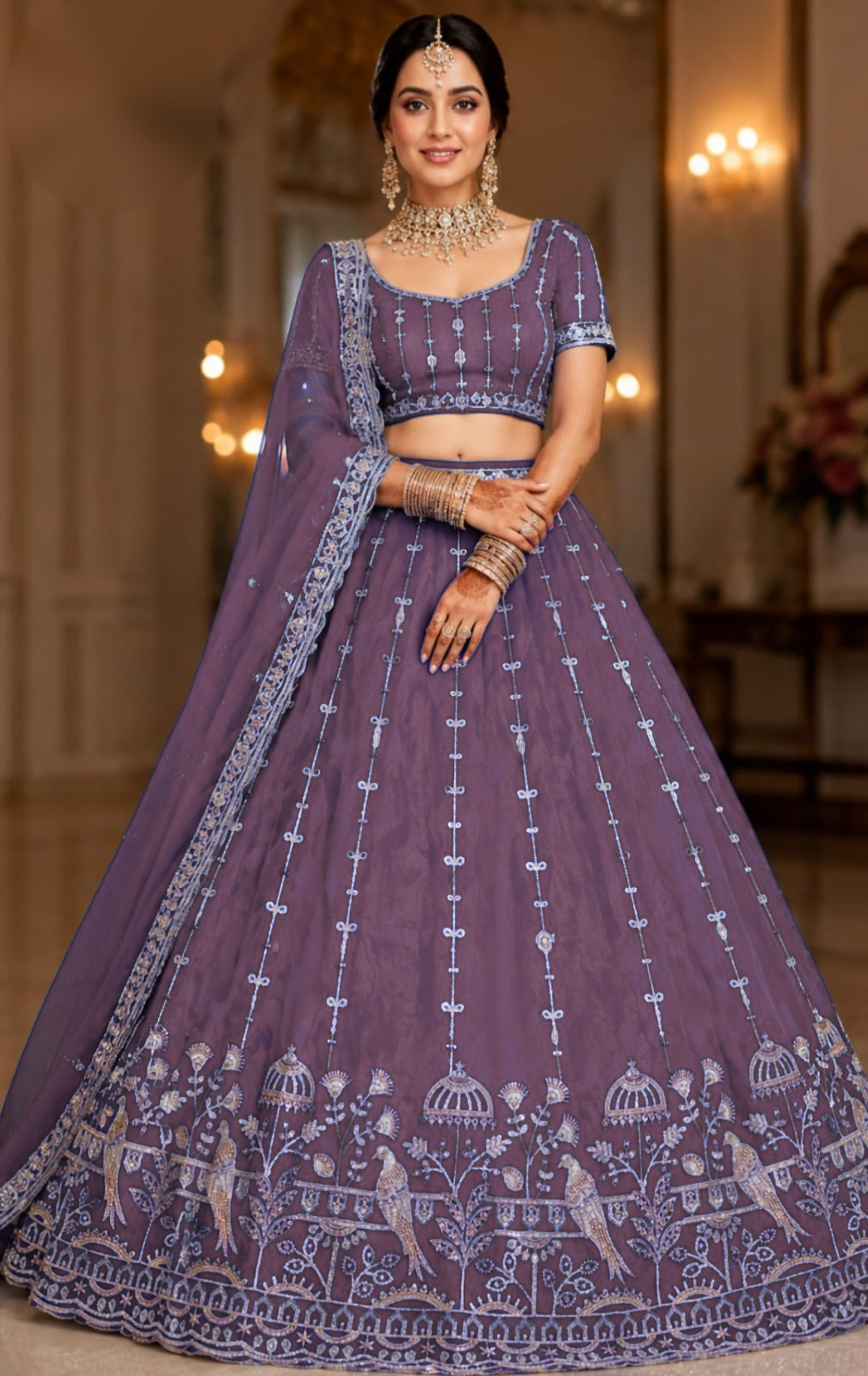 Exquisite Heavy Embroidered Designer Lehenga and Blouse fabric