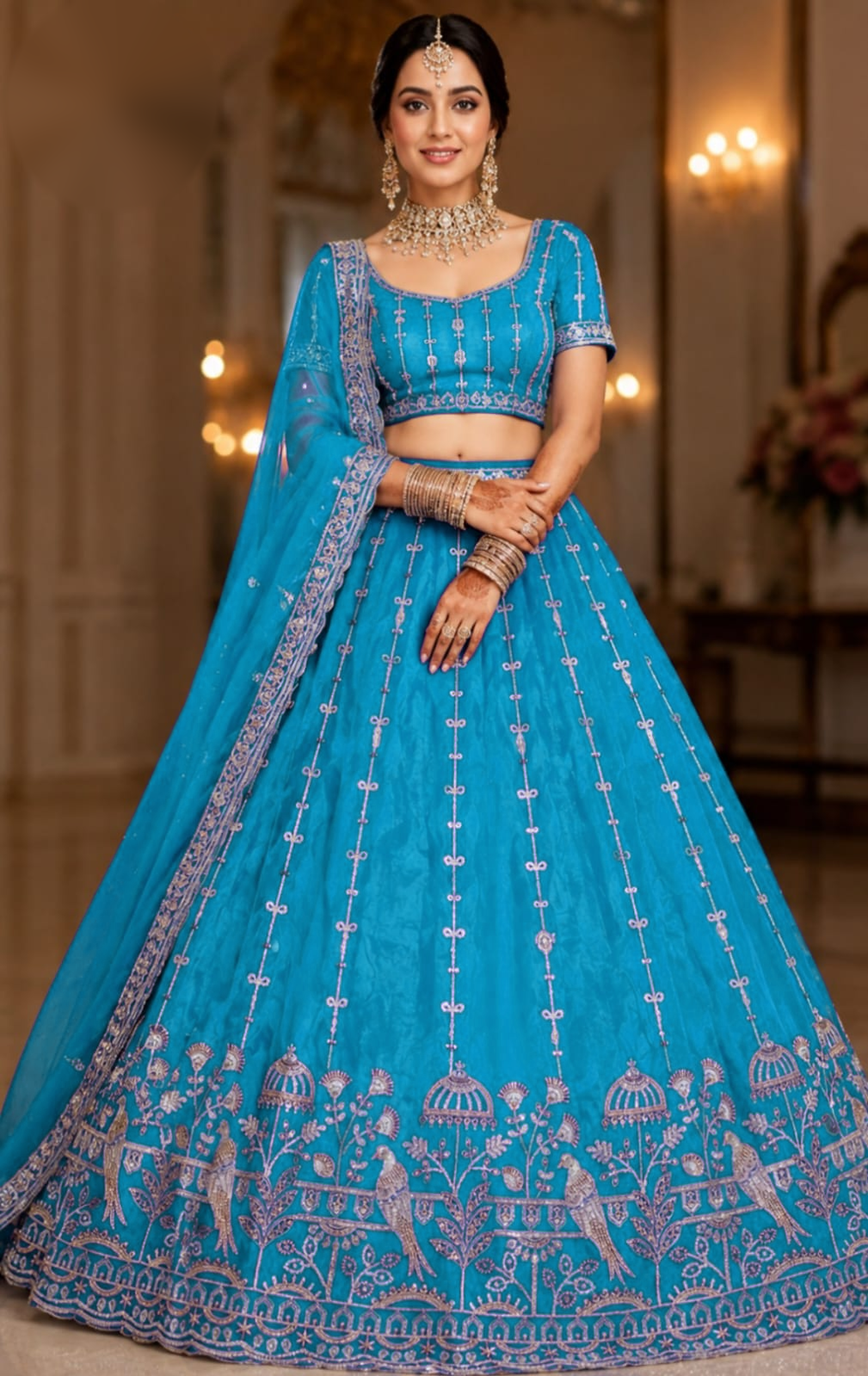 Exquisite Heavy Embroidered Designer Lehenga and Blouse fabric