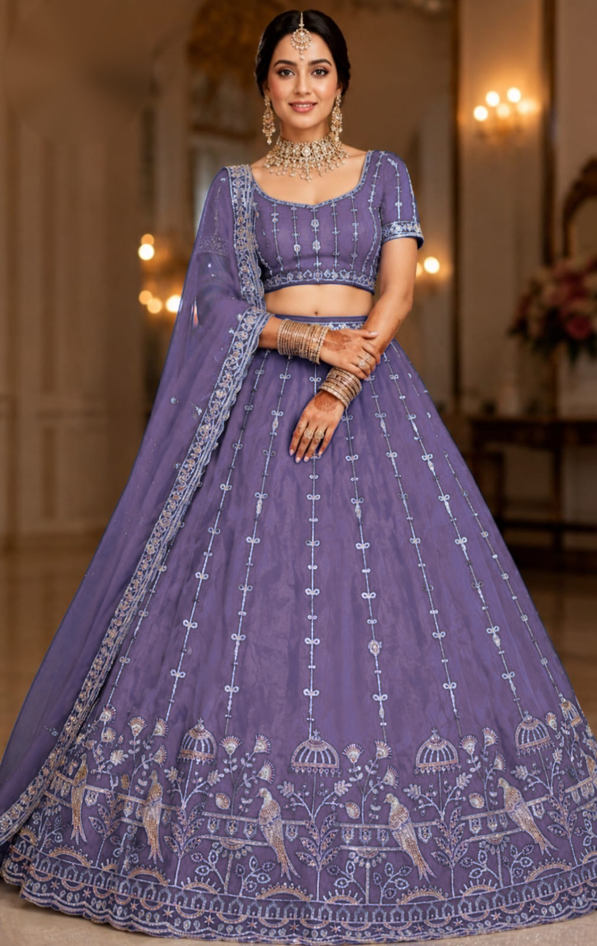 Exquisite Heavy Embroidered Designer Lehenga and Blouse fabric