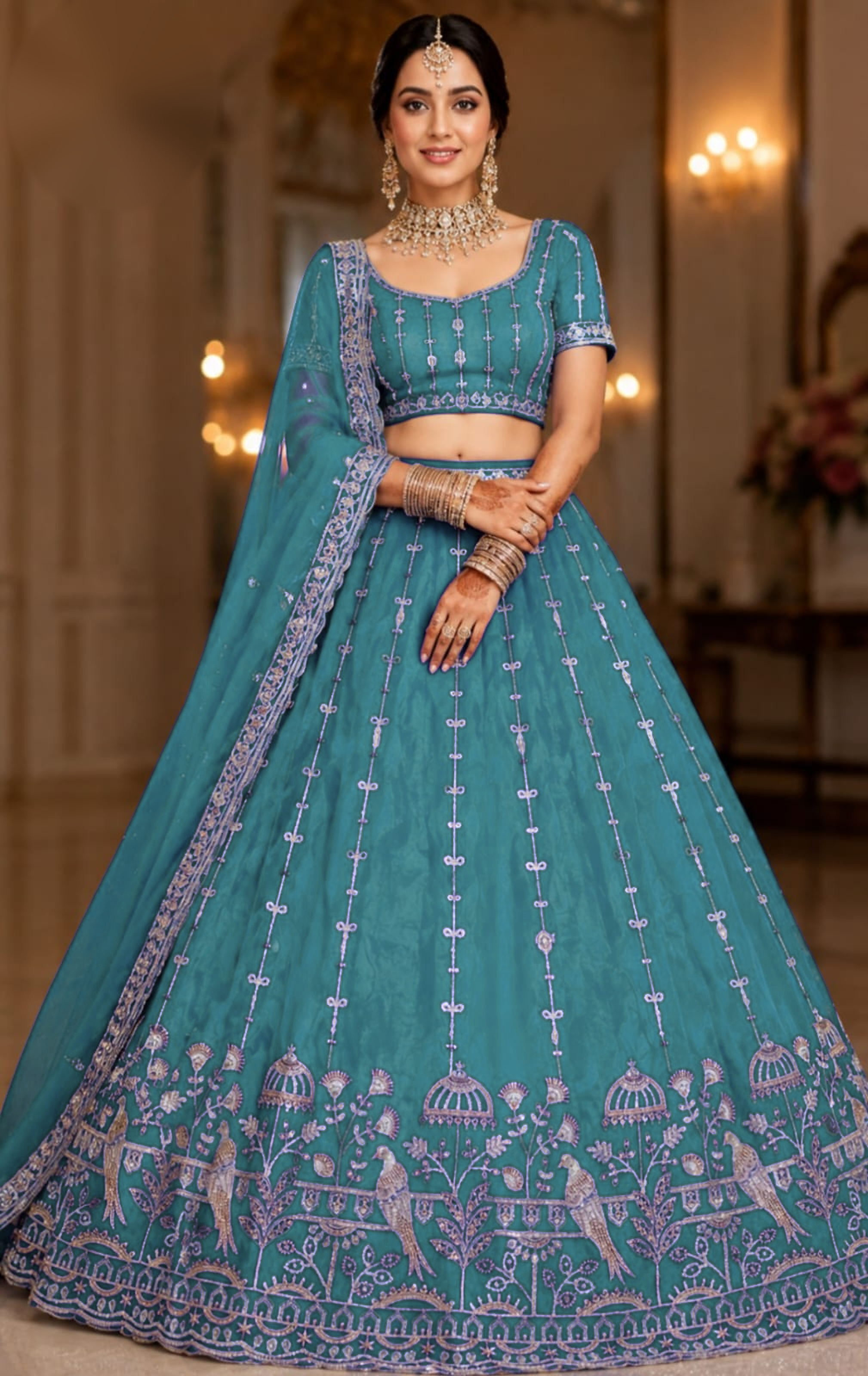 Exquisite Heavy Embroidered Designer Lehenga and Blouse fabric