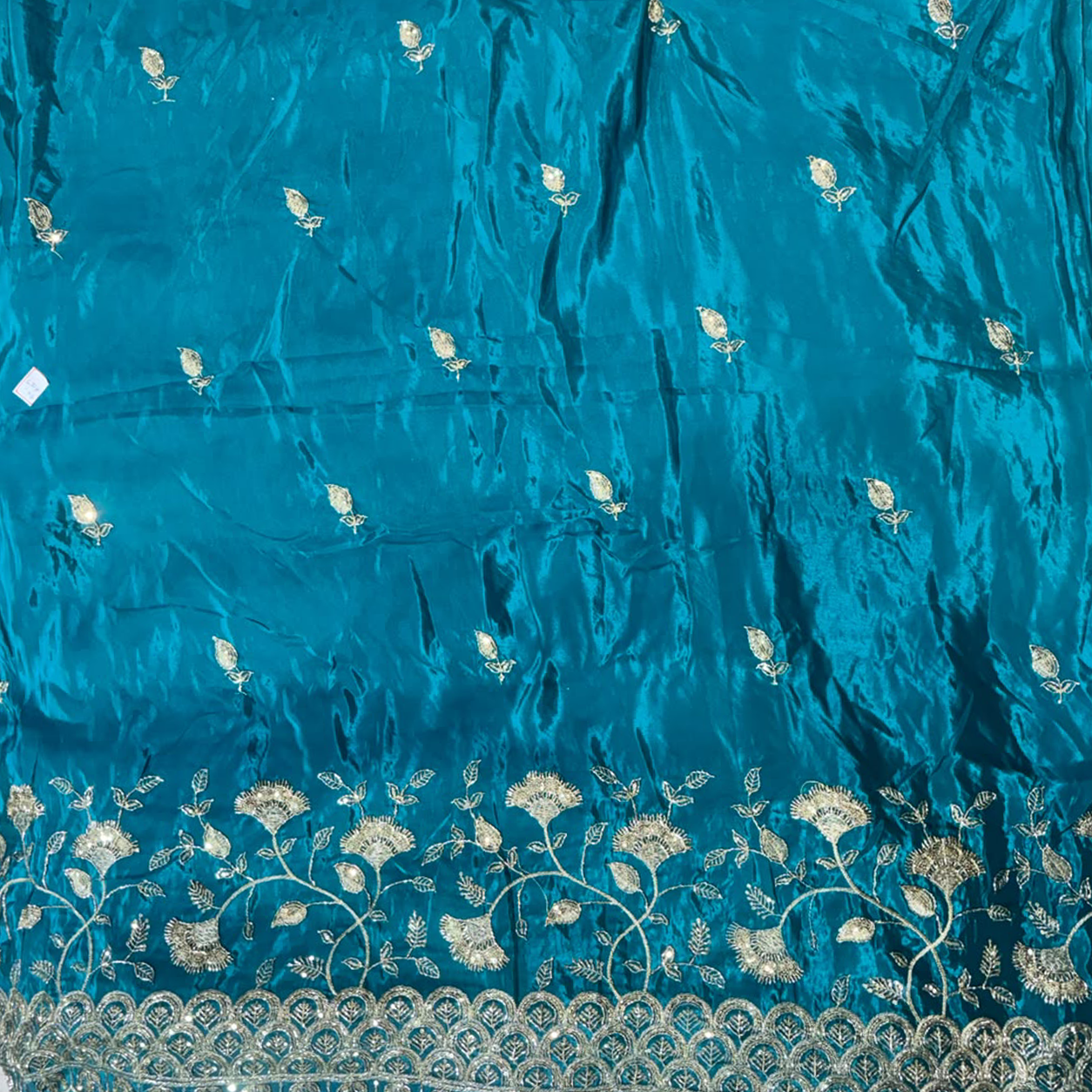 Premium Embroidered Fabric with Heavy Scalloped Border