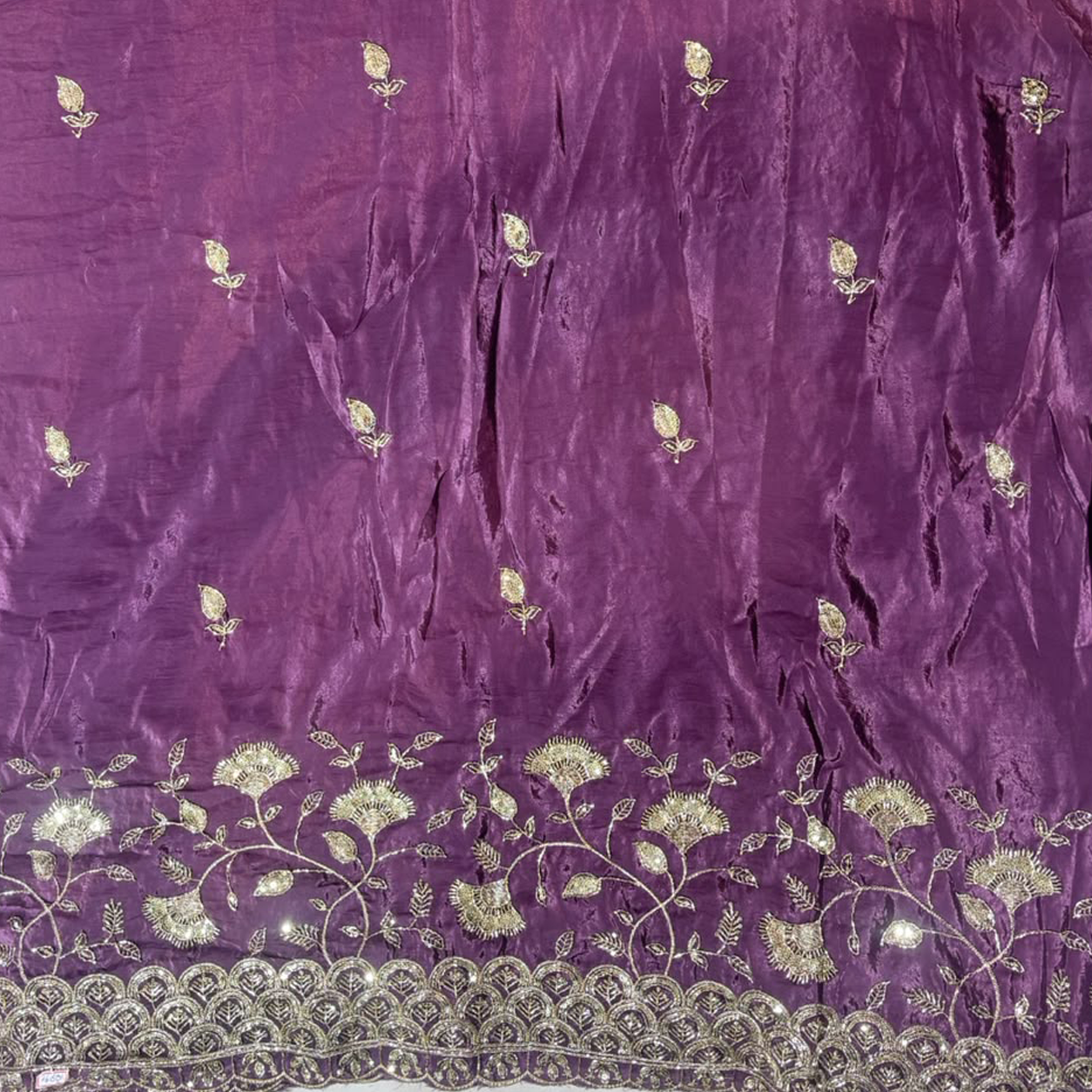 Premium Embroidered Fabric with Heavy Scalloped Border