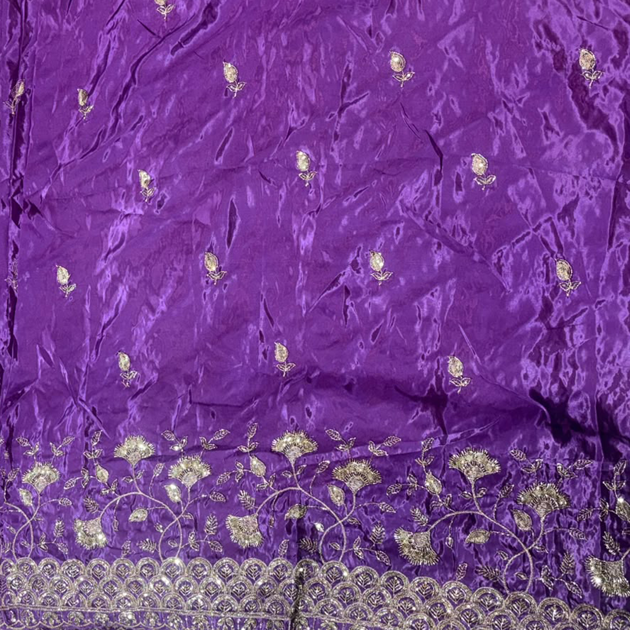 Premium Embroidered Fabric with Heavy Scalloped Border