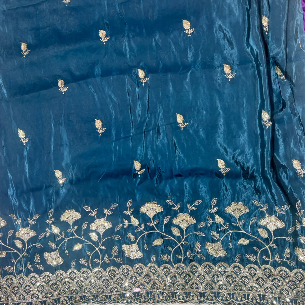 Premium Embroidered Fabric with Heavy Scalloped Border