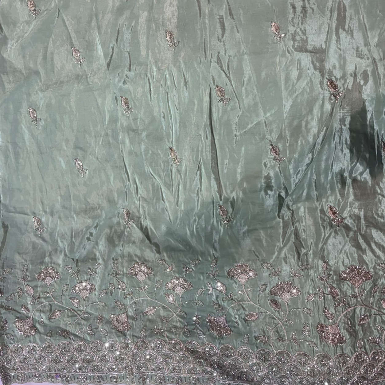 Premium Embroidered Fabric with Heavy Scalloped Border
