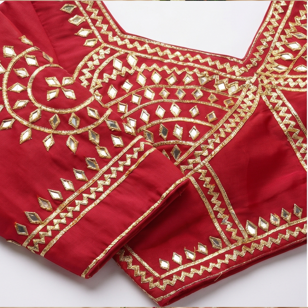 New Exclusive Gaji Silk Blouse with Designer Gota Patti Work Blouse PRD (PINK)