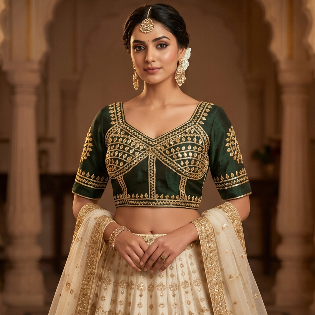 New Exclusive Gaji Silk Blouse with Designer Gota Patti Work Blouse PRD (MEHNDI)
