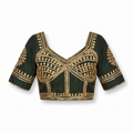 New Exclusive Gaji Silk Blouse with Designer Gota Patti Work Blouse PRD (MEHNDI)