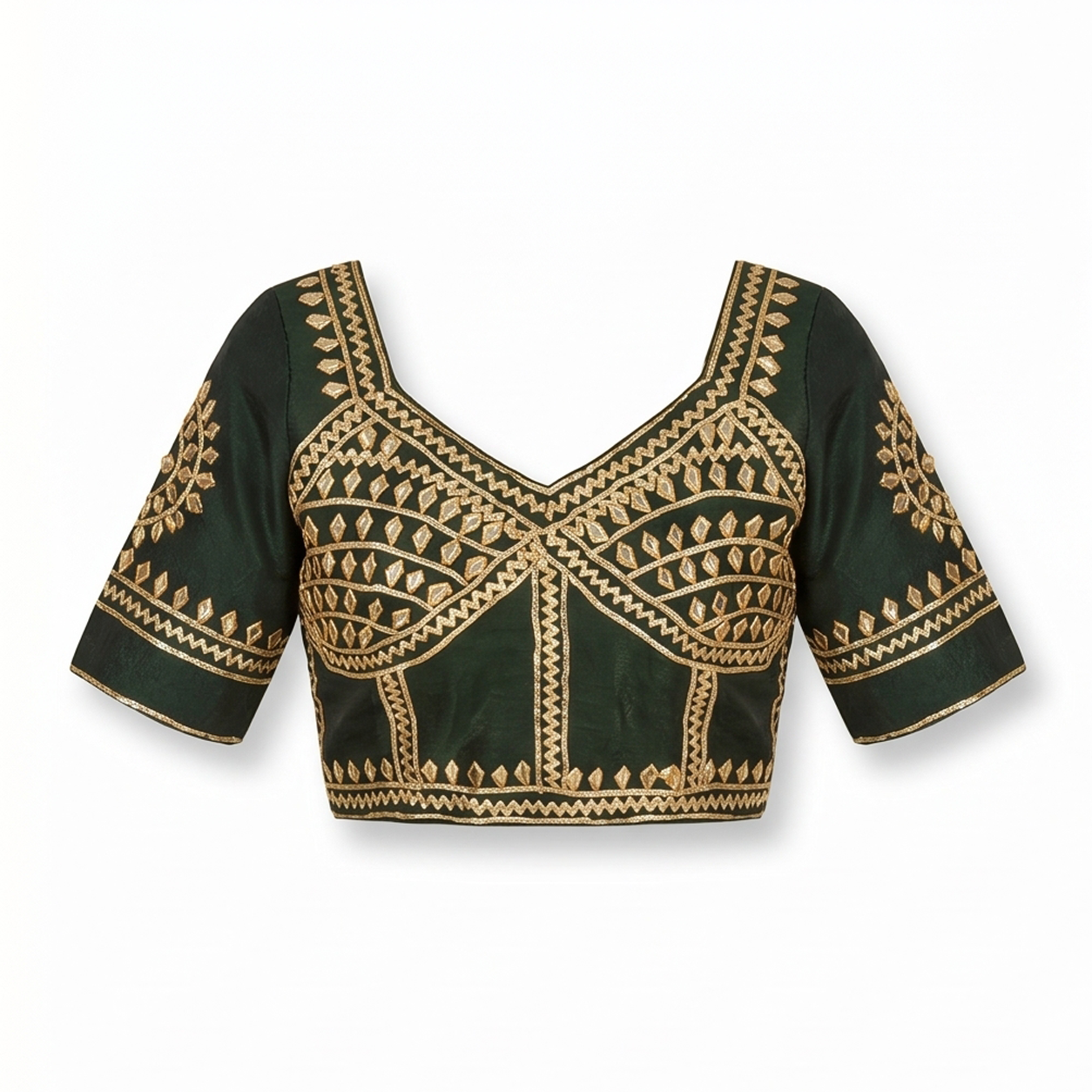 New Exclusive Gaji Silk Blouse with Designer Gota Patti Work Blouse PRD (MEHNDI)