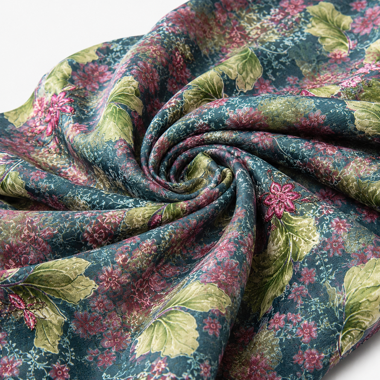 Elegant Teal and Pink All-Over Floral Printed Unstitched Fabric Set