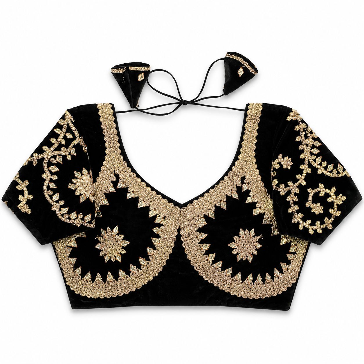 New Exclusive Gaji Silk Blouse with Designer Fox Georgette Embroidery Blouse PRD (BLACK)