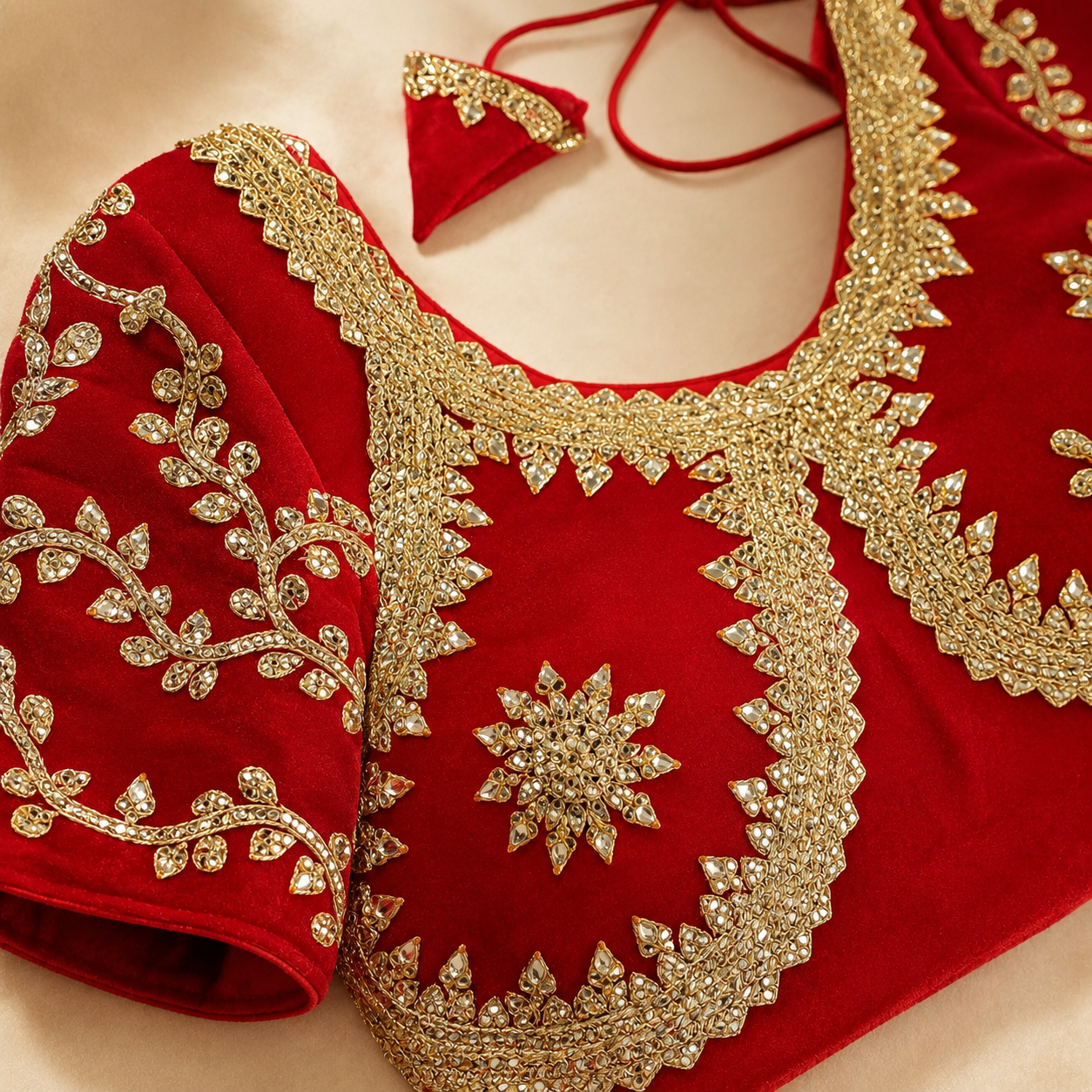 New Exclusive Gaji Silk Blouse with Designer Fox Georgette Embroidery Blouse PRD (RED)