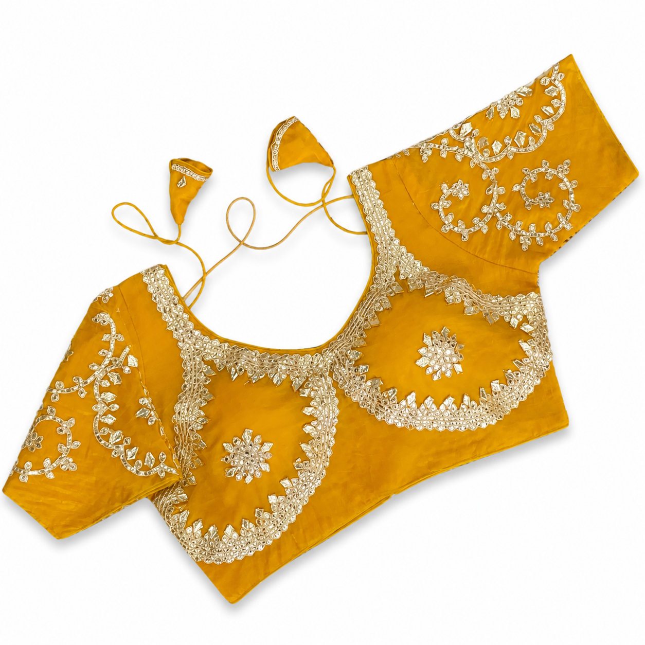 New Exclusive Gaji Silk Blouse with Designer Fox Georgette Embroidery Blouse PRD (YELLOW)