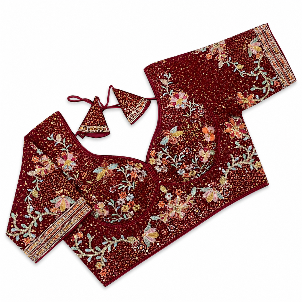 New Exclusive Gaji Silk Blouse with Designer Fox Georgette Embroidery Blouse PRD (MEHRUM)