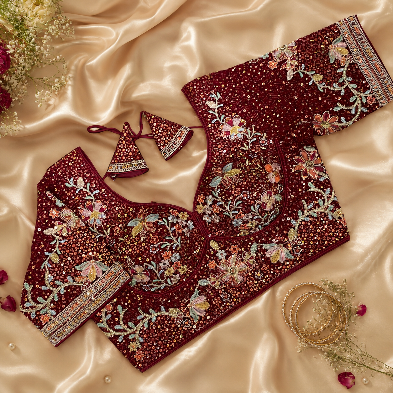New Exclusive Gaji Silk Blouse with Designer Fox Georgette Embroidery Blouse PRD (MEHRUM)