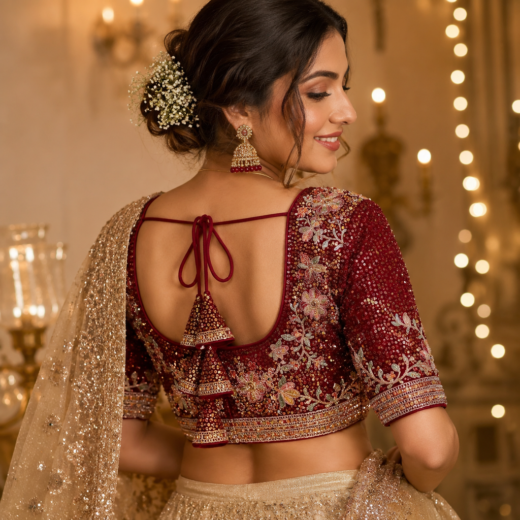 New Exclusive Gaji Silk Blouse with Designer Fox Georgette Embroidery Blouse PRD (MEHRUM)