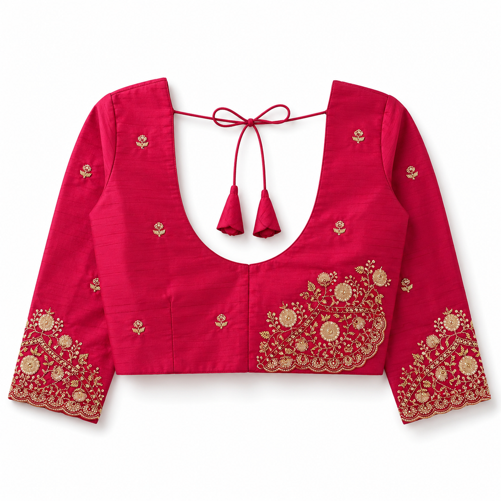 New Exclusive Jacket Blouse Italian Silk Zardosi Handwork Blouse PRD (PINK)
