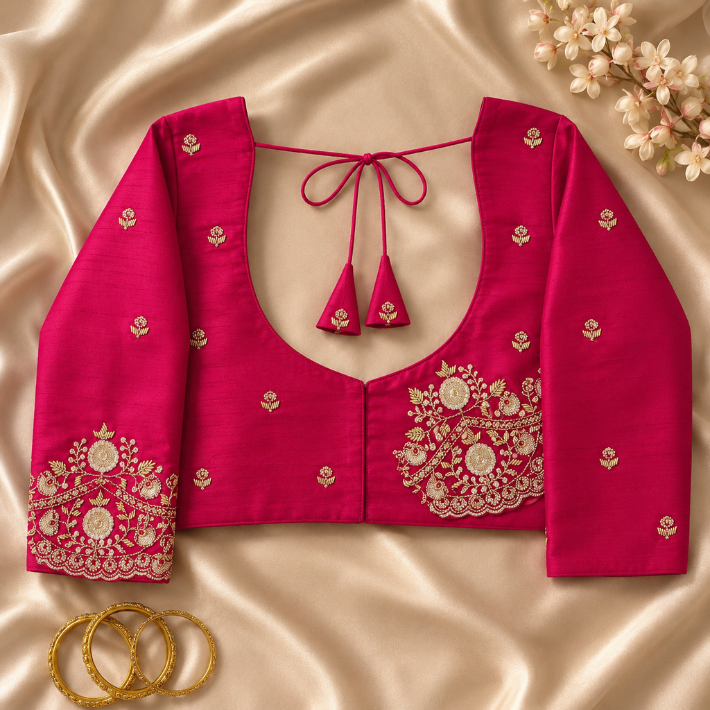 New Exclusive Jacket Blouse Italian Silk Zardosi Handwork Blouse PRD (PINK)