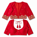 New Exclusive Jacket Blouse Italian Silk Zardosi Handwork Blouse PRD (RED) (Copy)