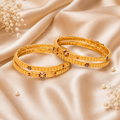 Anti Tarnish Copper Bangles Set for Women & Girls | Red Enamel Floral Traditional Indian Jewelry | Lightweight Designer Kada Bracelets (Set of 4)