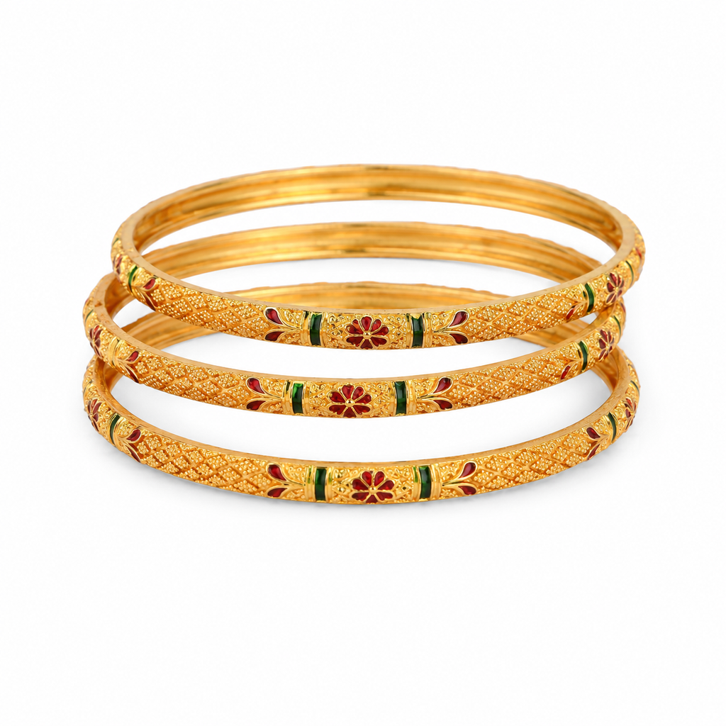 Anti Tarnish Golden Copper Bangles (Set of 4)