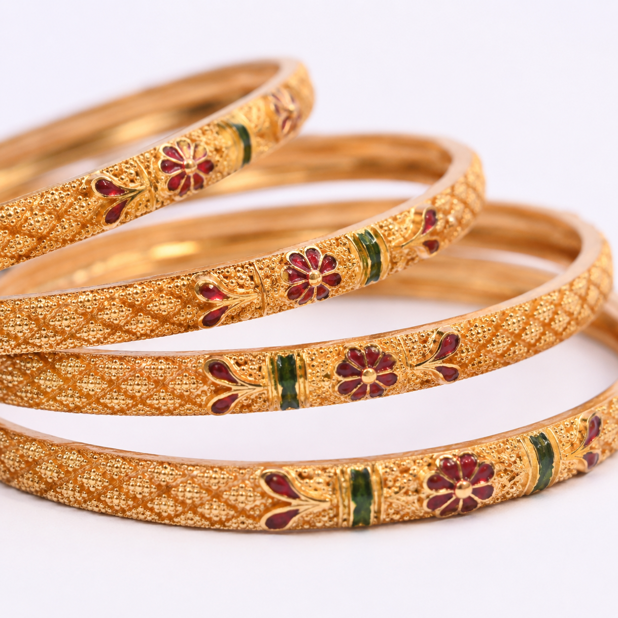 Anti Tarnish Golden Copper Bangles (Set of 4)