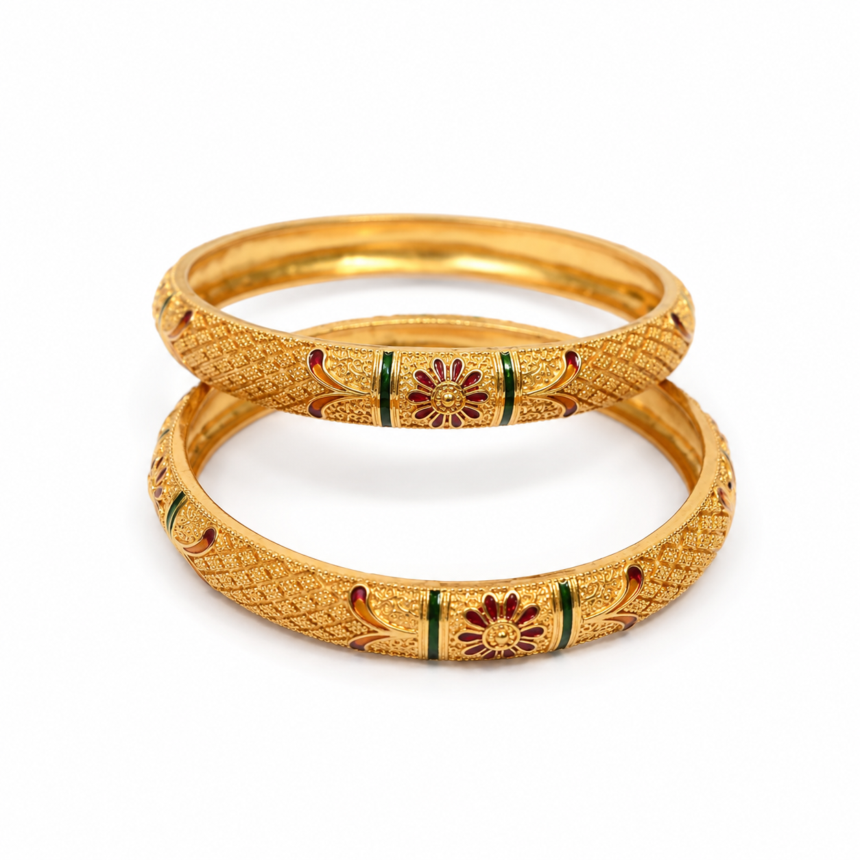 Gold Plated Traditional Designer Pack of 2 Bangle