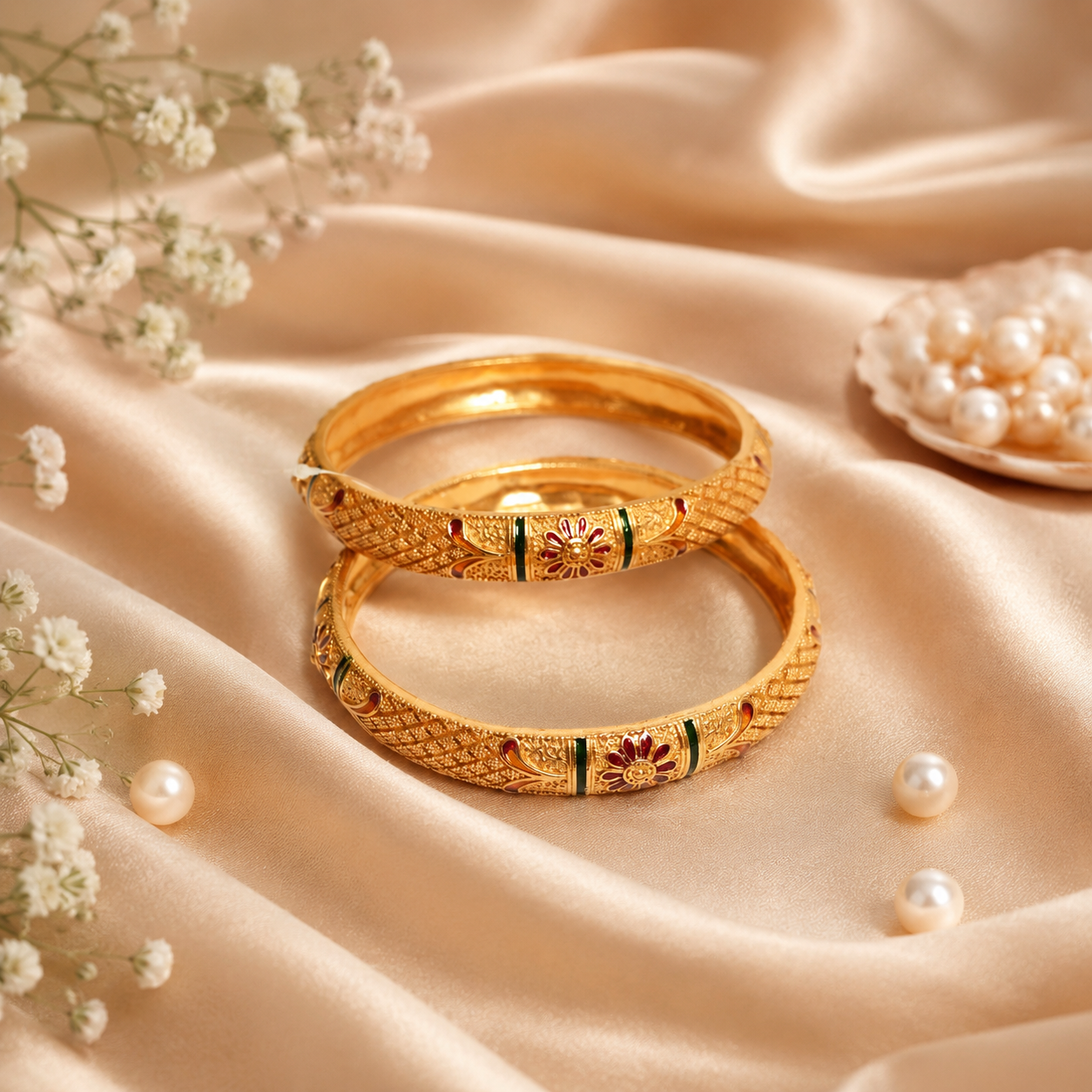 Gold Plated Traditional Designer Pack of 2 Bangle