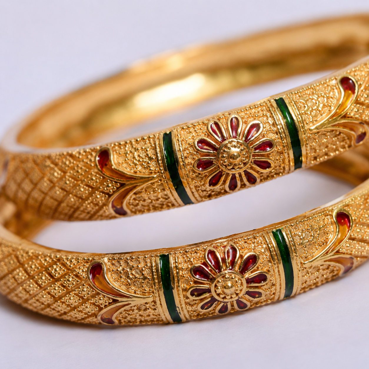 Gold Plated Traditional Designer Pack of 2 Bangle