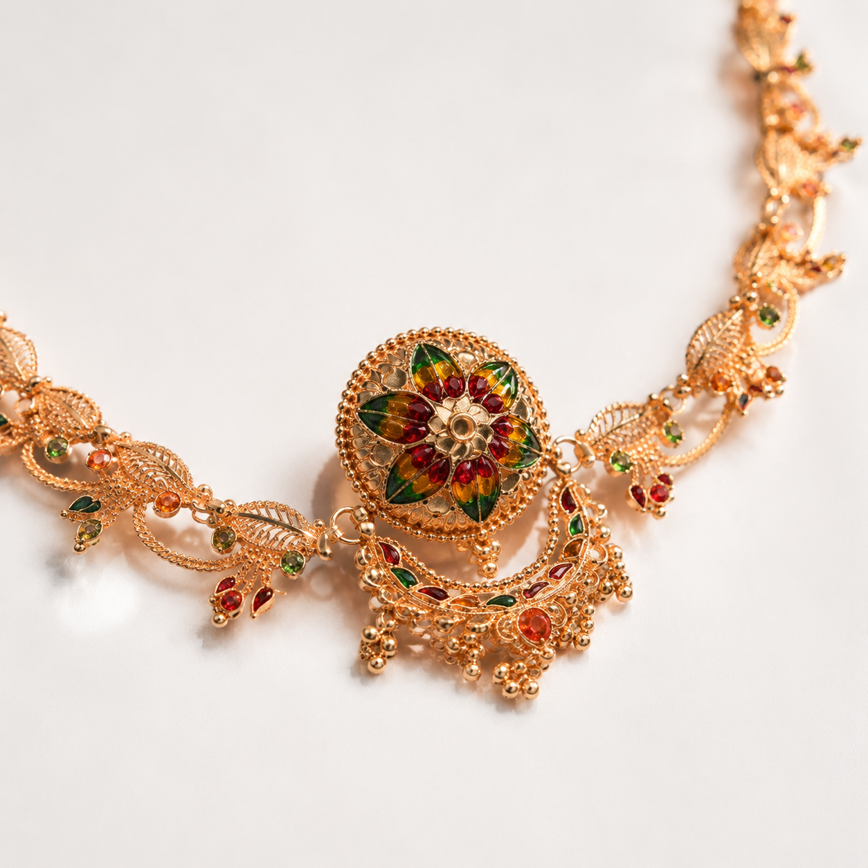 Traditional Rajasthani Gold Plated Bridal Sheeshphool with borla for women