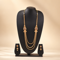Royal Dual-Layer Gold Long Necklace Set with Earrings