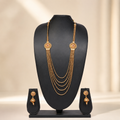 Traditional Five-Layer Gold Beaded Rani Haar Set with Jhumkas