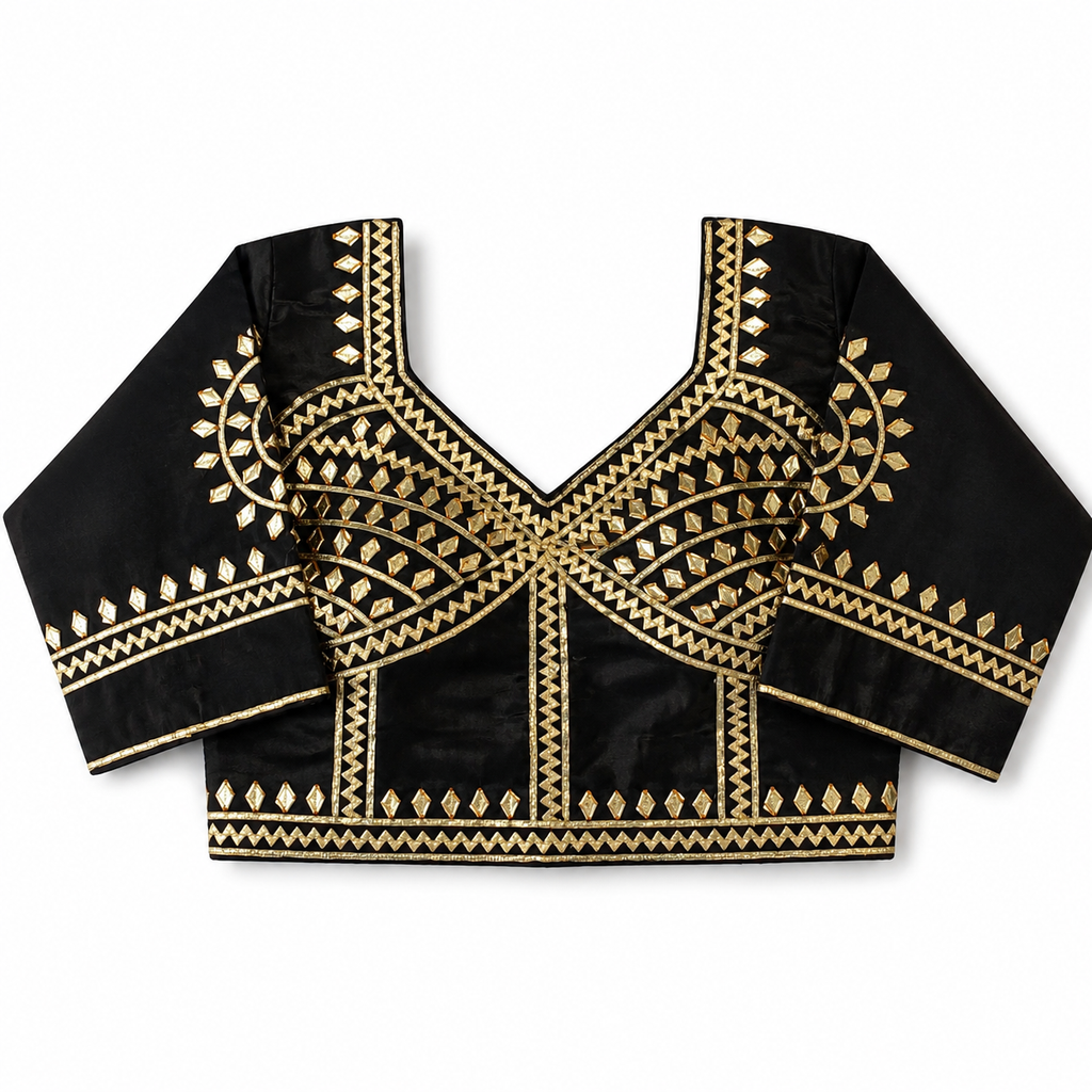 New Exclusive Gaji Silk Blouse with Designer Gota Patti Work Blouse PRD (BLACK)