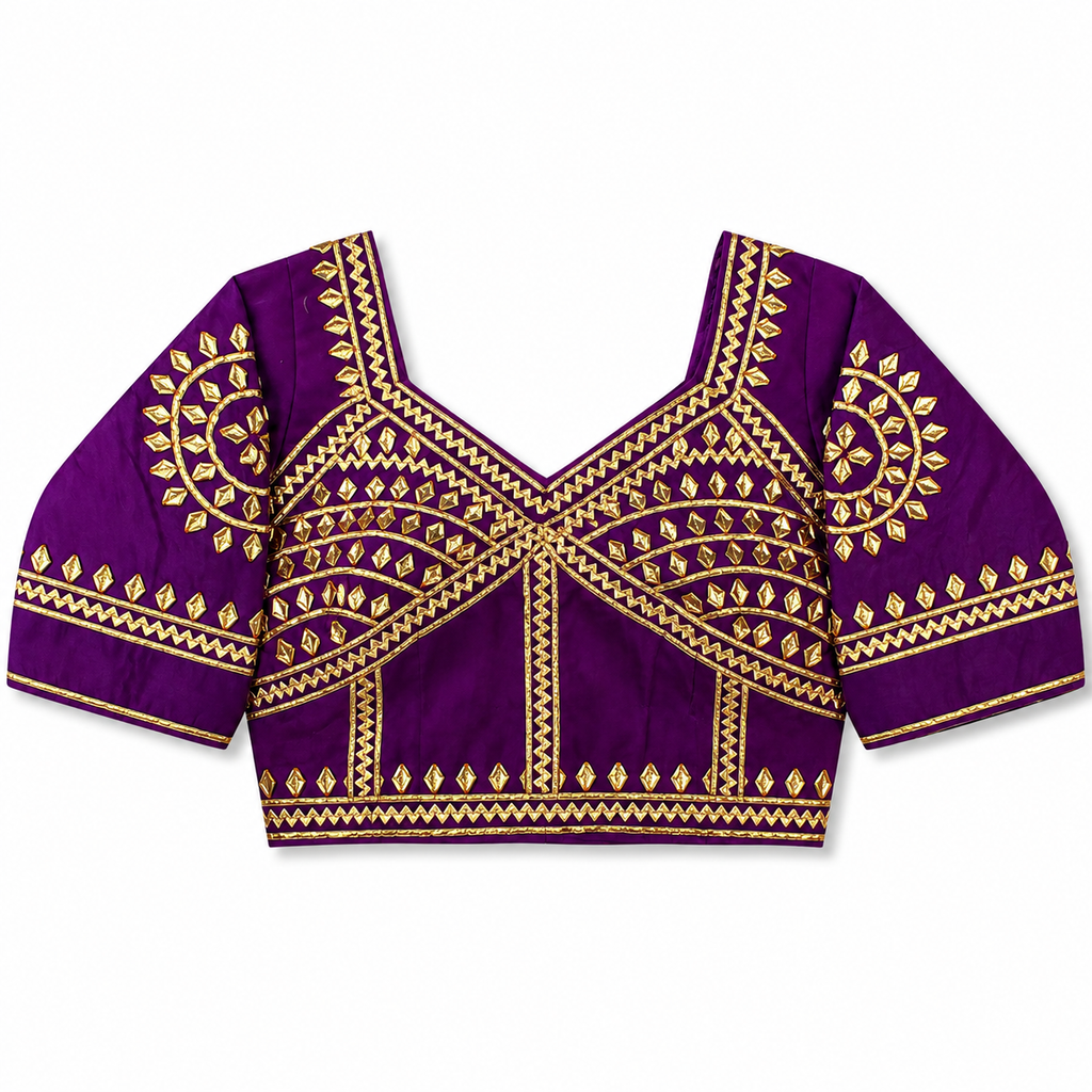 New Exclusive Gaji Silk Blouse with Designer Gota Patti Work Blouse PRD (PURPLE)