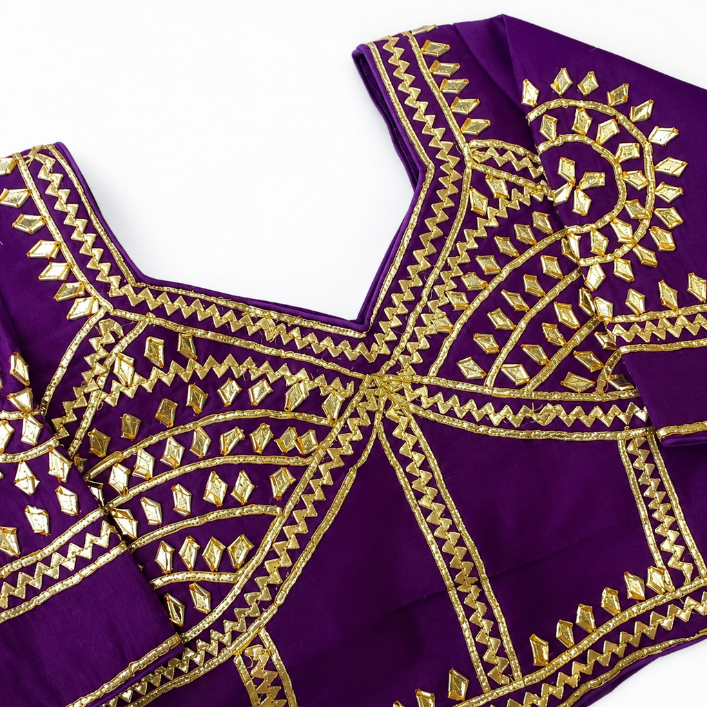 New Exclusive Gaji Silk Blouse with Designer Gota Patti Work Blouse PRD (PURPLE)