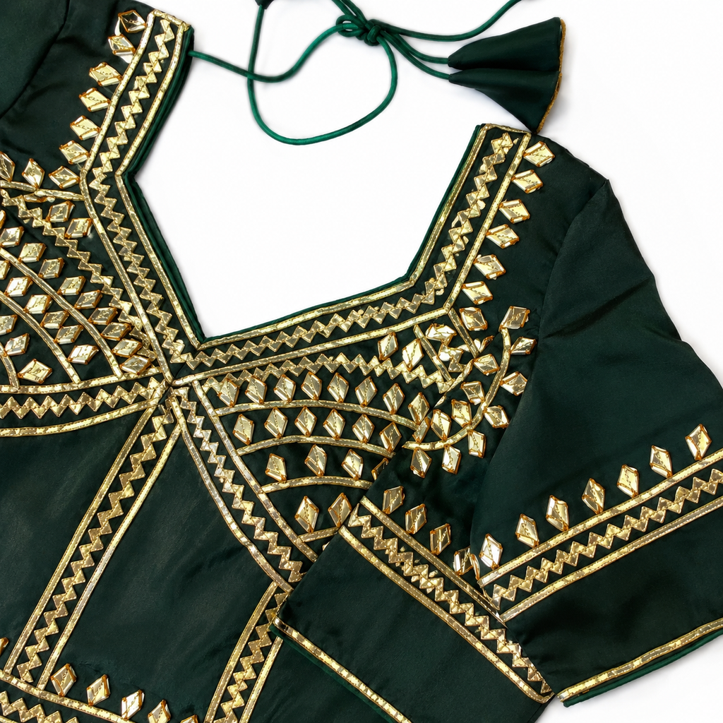 New Exclusive Gaji Silk Blouse with Designer Gota Patti Work Blouse PRD (GREEN)