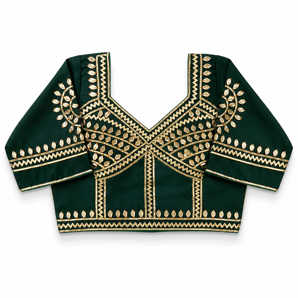 New Exclusive Gaji Silk Blouse with Designer Gota Patti Work Blouse PRD (GREEN)