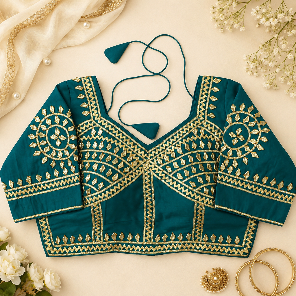 New Exclusive Gaji Silk Blouse with Designer Gota Patti Work Blouse PRD (RAMA)