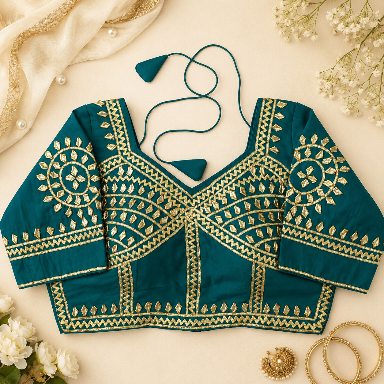 New Exclusive Gaji Silk Blouse with Designer Gota Patti Work Blouse PRD (RAMA)