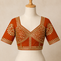 New Exclusive Gaji Silk Blouse with Designer Gota Patti Work Blouse PRD (ORANGE)