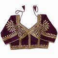 New Exclusive Gaji Silk Blouse with Designer Gota Patti Work Blouse PRD (WINE)