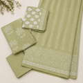 Soothing Sage Green Mixed Floral Print Unstitched Fabric Set