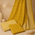 Mustard Yellow Bandhani Print Unstitched Cotton Fabric Set