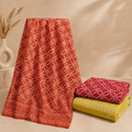 Vibrant Bandhani Print Unstitched Fabric Set in Warm Tones