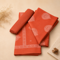 Rust Orange Traditional Block Print Unstitched Fabric Set