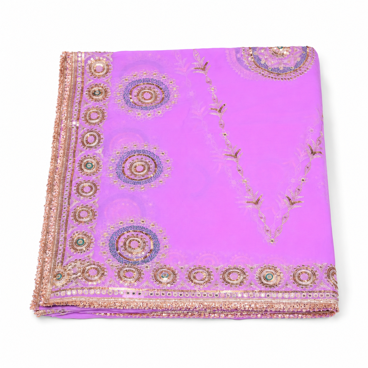 Elegant Lavender Gota Patti Embroidered Traditional Dupatta