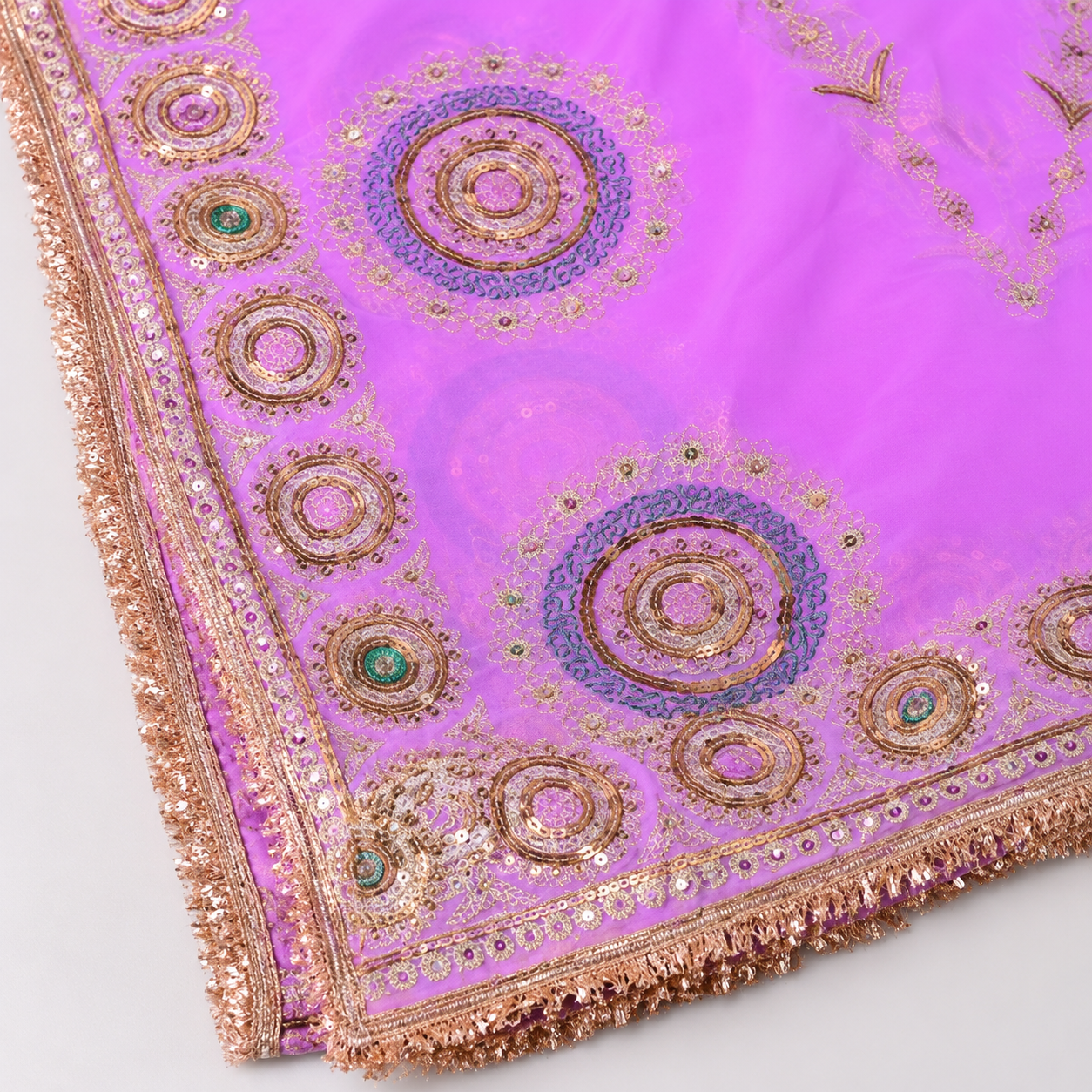 Elegant Lavender Gota Patti Embroidered Traditional Dupatta