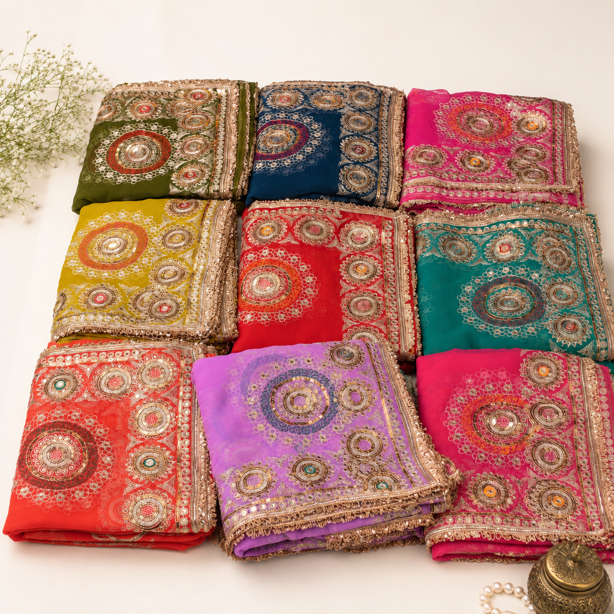 Vibrant Collection of Traditional Gota Patti Embroidered Dupattas