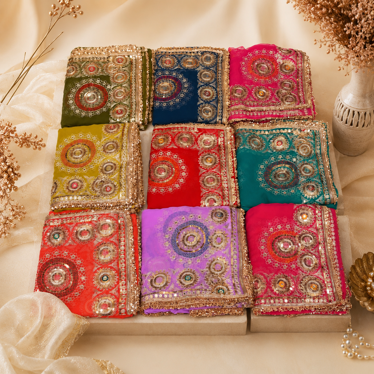 Vibrant Collection of Traditional Gota Patti Embroidered Dupattas